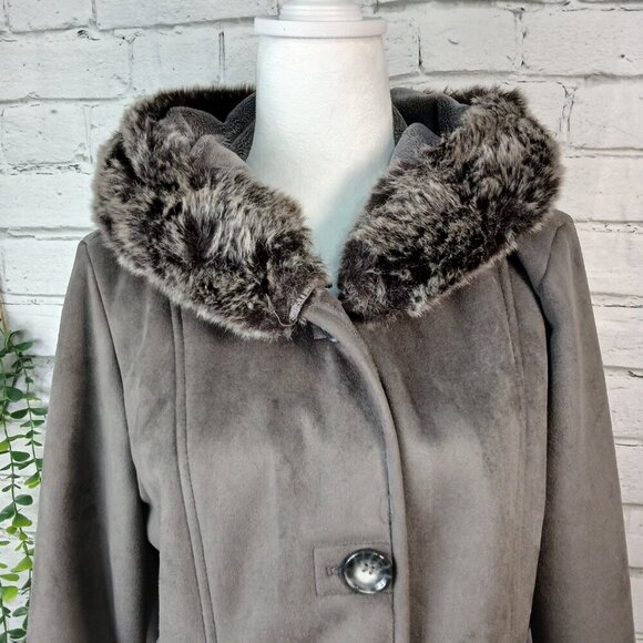 WOMEN'S NAUTICA BRAND COAT, THIGH LENGTH, FAUX FUR LINED HOOD, SIZE LARGE, Y2K - Picture 2 of 12